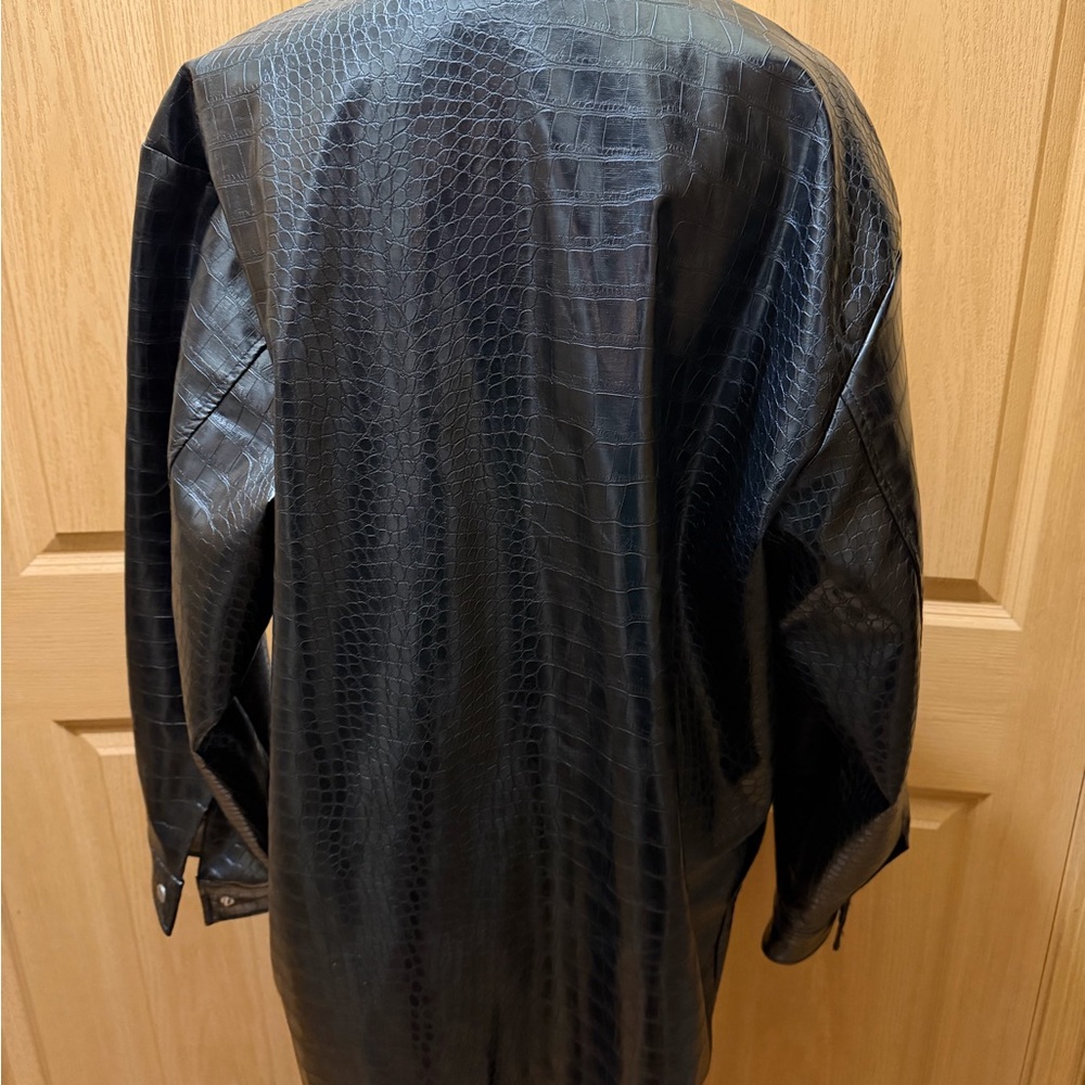ASOS Black Croc-Pattern Leather Jacket - Picture 6 of 9